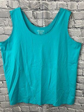Chico's Microfiber Contemporary Tank Size 4 US XXL Aqua Blue Oceano NWT